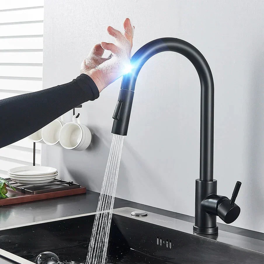 Touch Kitchen Water Faucet with Pull-Down Sprayer and Single-Handle Lever Control - Image 1