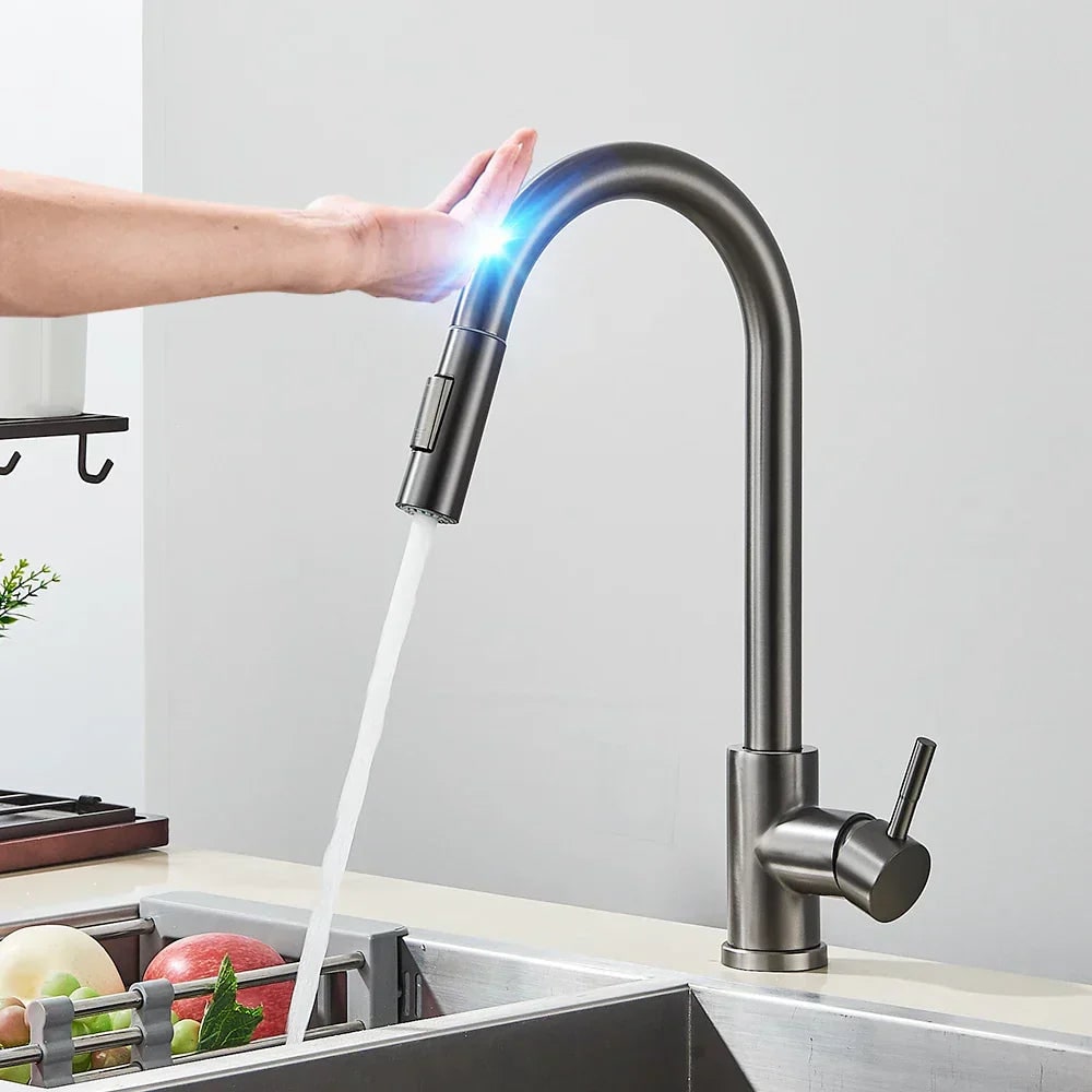 Touch Kitchen Water Faucet with Pull-Down Sprayer and Single-Handle Lever Control - Image 3