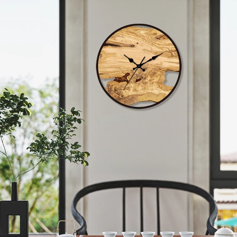 Transparent Wall Clock with Roman Numerals and Black Hands Mid Century Modern Design - Image 2