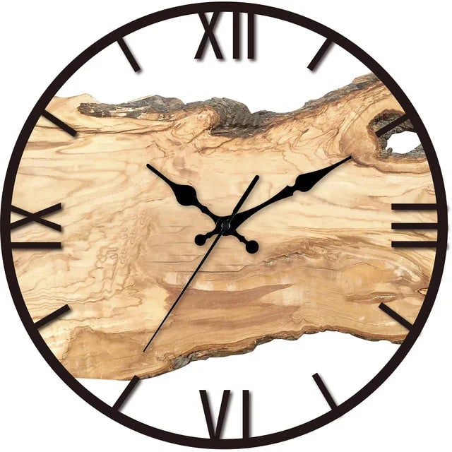 Transparent Wall Clock with Roman Numerals and Black Hands Mid Century Modern Design - Image 4