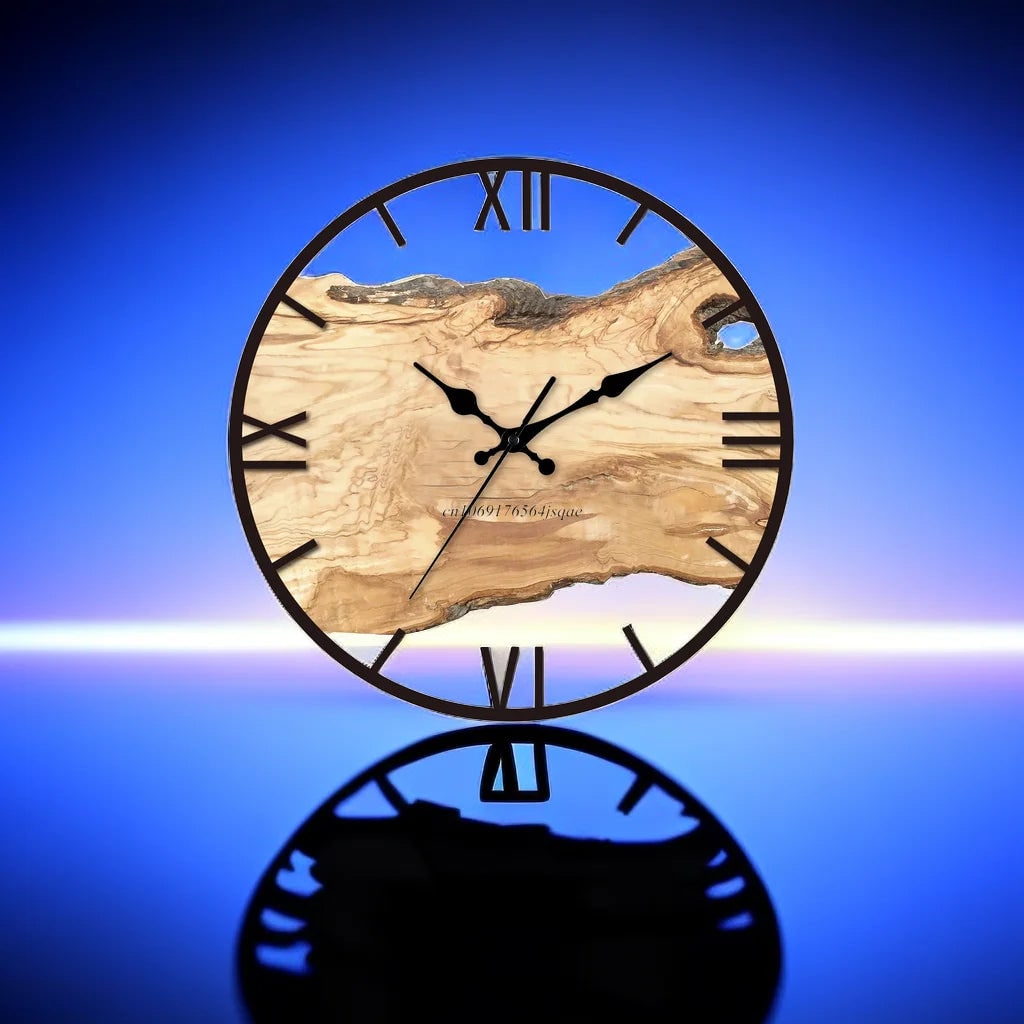 Transparent Wall Clock with Roman Numerals and Black Hands Mid Century Modern Design - Image 7