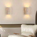 Travertine Wall Sconce with Fluted Stone Texture and Warm LED Up Down Lighting - Image 1