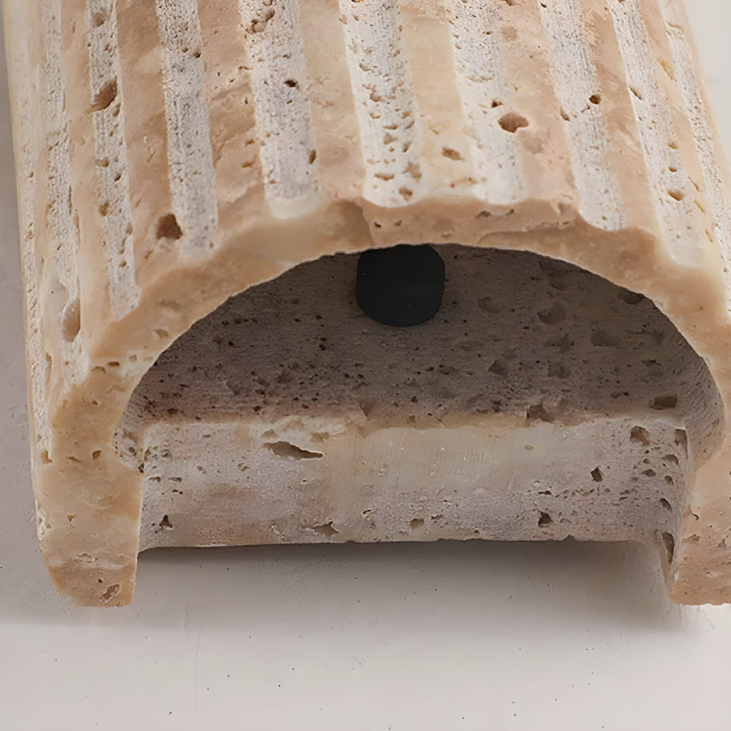 Travertine Wall Sconce with Fluted Stone Texture and Warm LED Up Down Lighting - Image 5