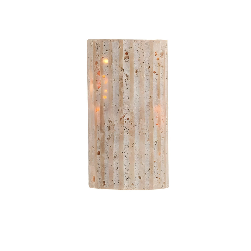 Travertine Wall Sconce with Fluted Stone Texture and Warm LED Up Down Lighting - Image 6
