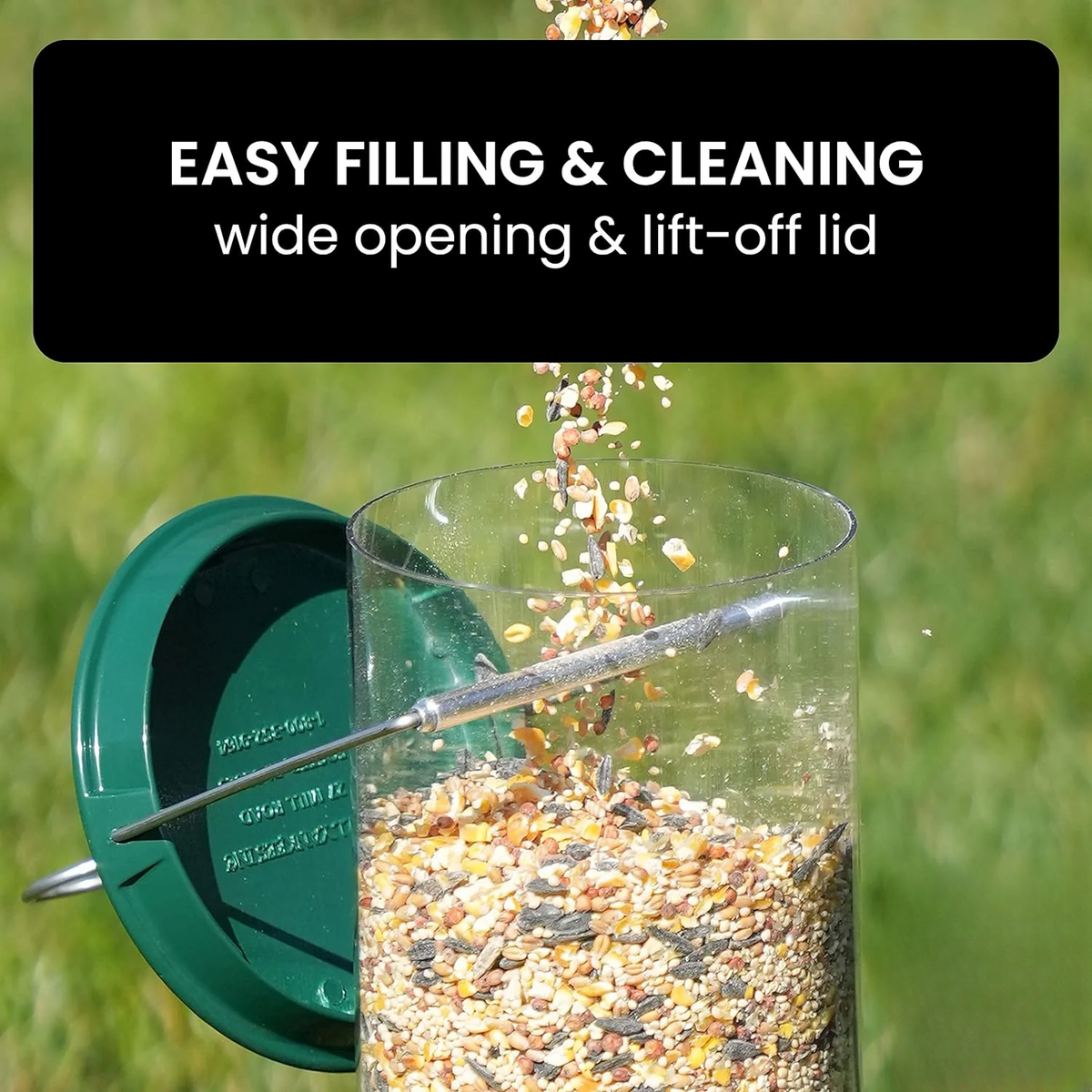 Tube Bird Feeder with Weight Activated Spinning Perch and Squirrel Proof Guard - Image 10