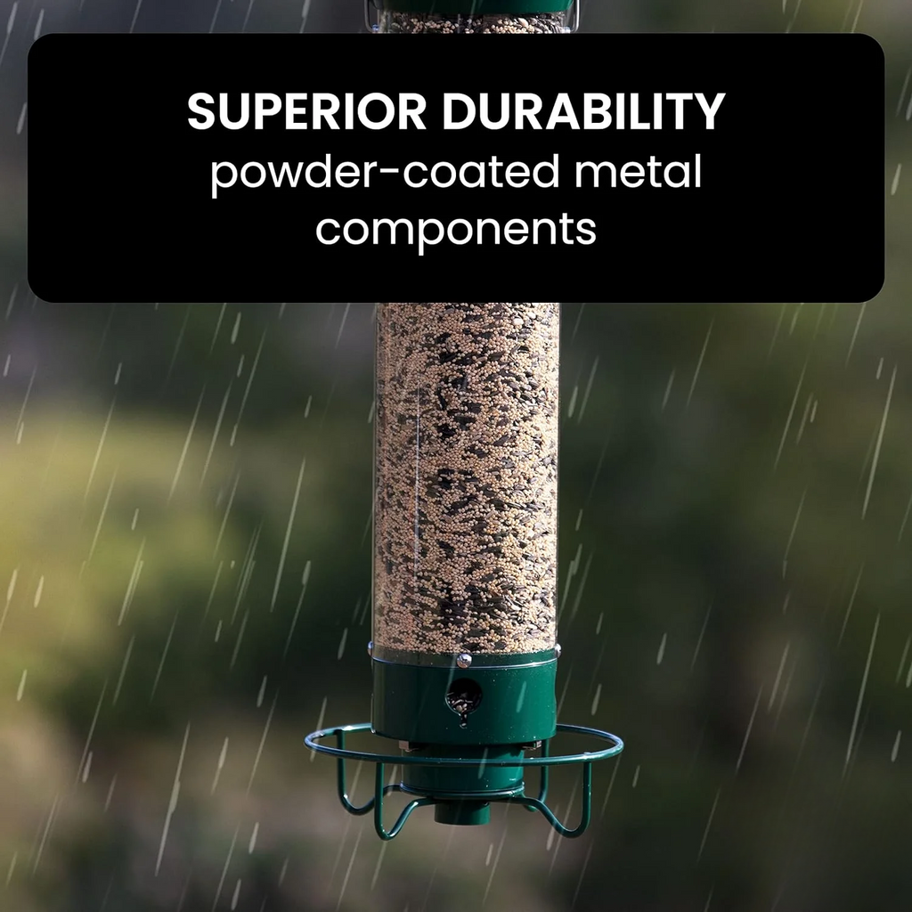 Tube Bird Feeder with Weight Activated Spinning Perch and Squirrel Proof Guard - Image 9