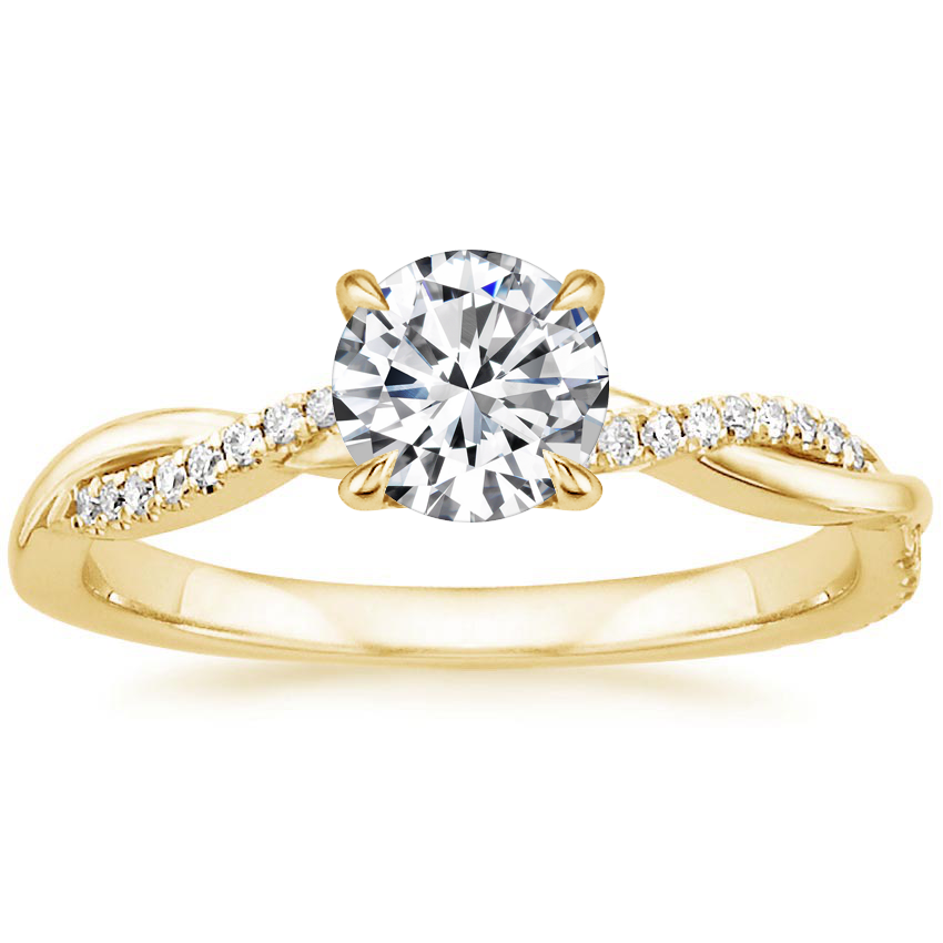 Twisted Engagement Ring with Round Brilliant Solitaire and Pavé Accents - Image 1