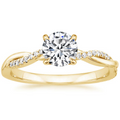 Twisted Engagement Ring with Round Brilliant Solitaire and Pavé Accents - Image 1