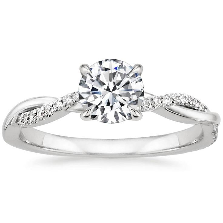 Twisted Engagement Ring with Round Brilliant Solitaire and Pavé Accents - Image 2