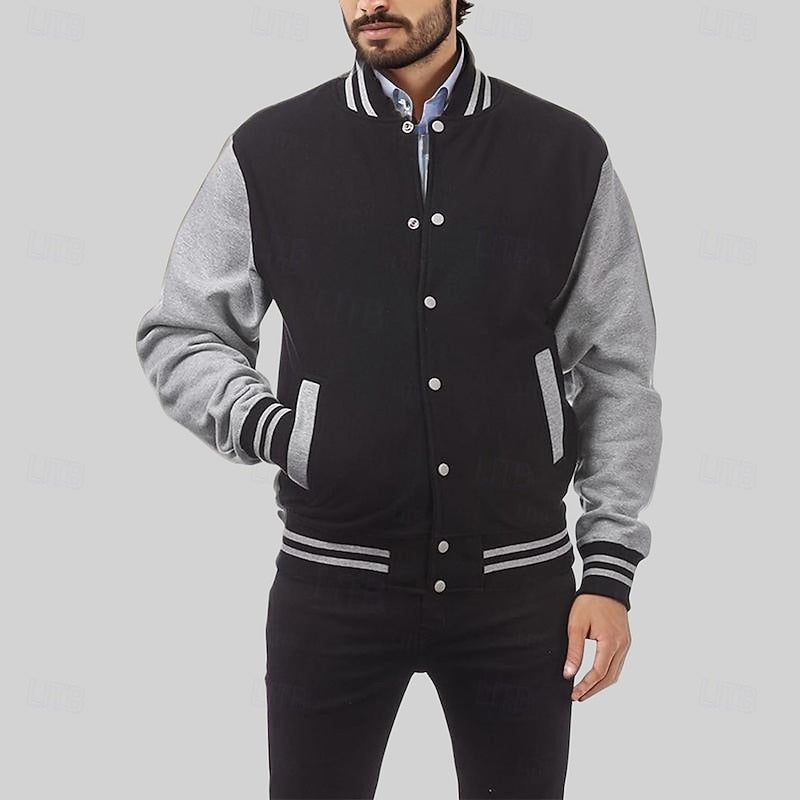 Men's College Jacket with Ribbed Cuffs