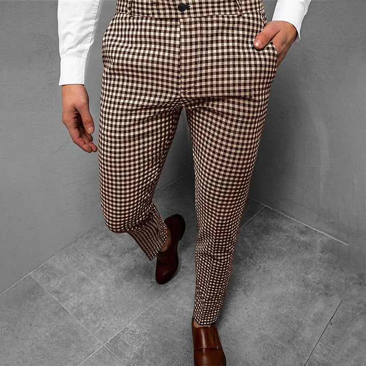 Men's Slim Fit Checked Trousers