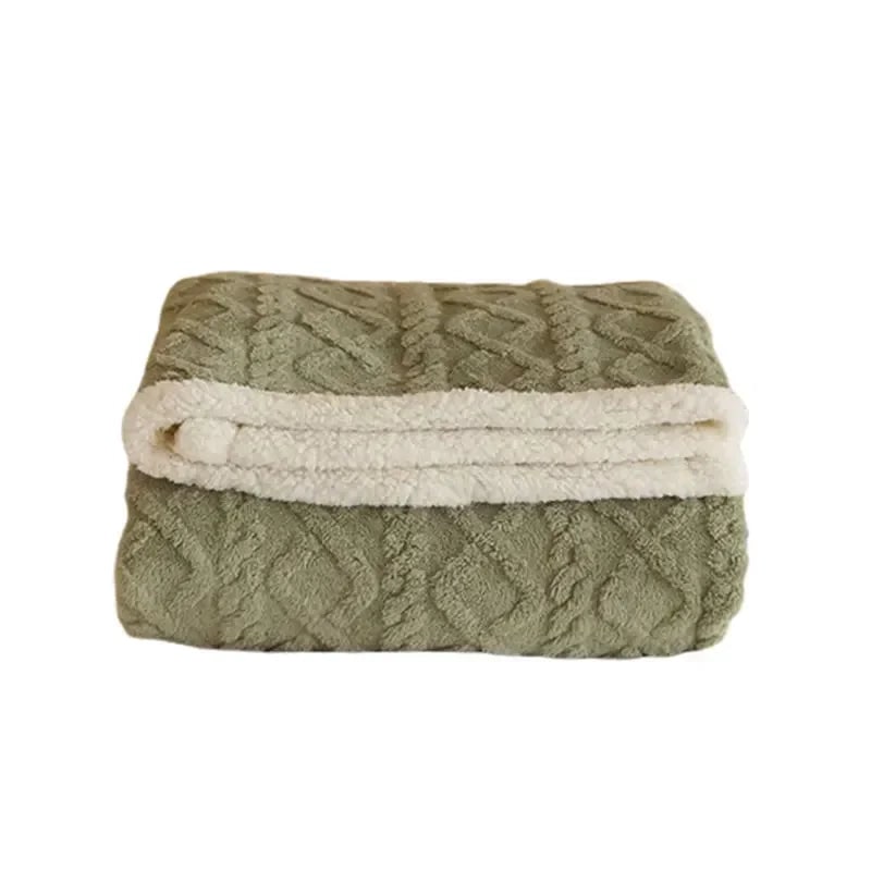 Ultra Plush Throw Blanket with Sherpa Fleece and Textured Cable-Knit Pattern - Image 4