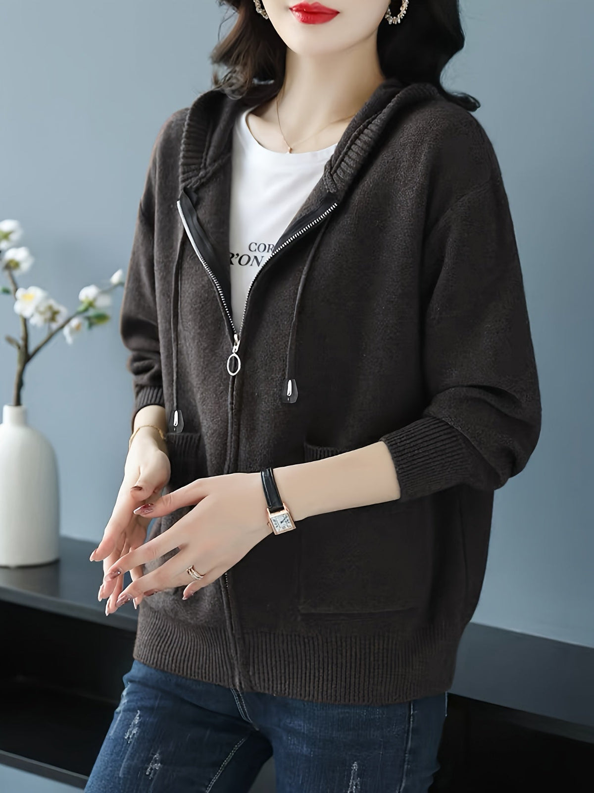Women's Zip Up Hooded Cardigan