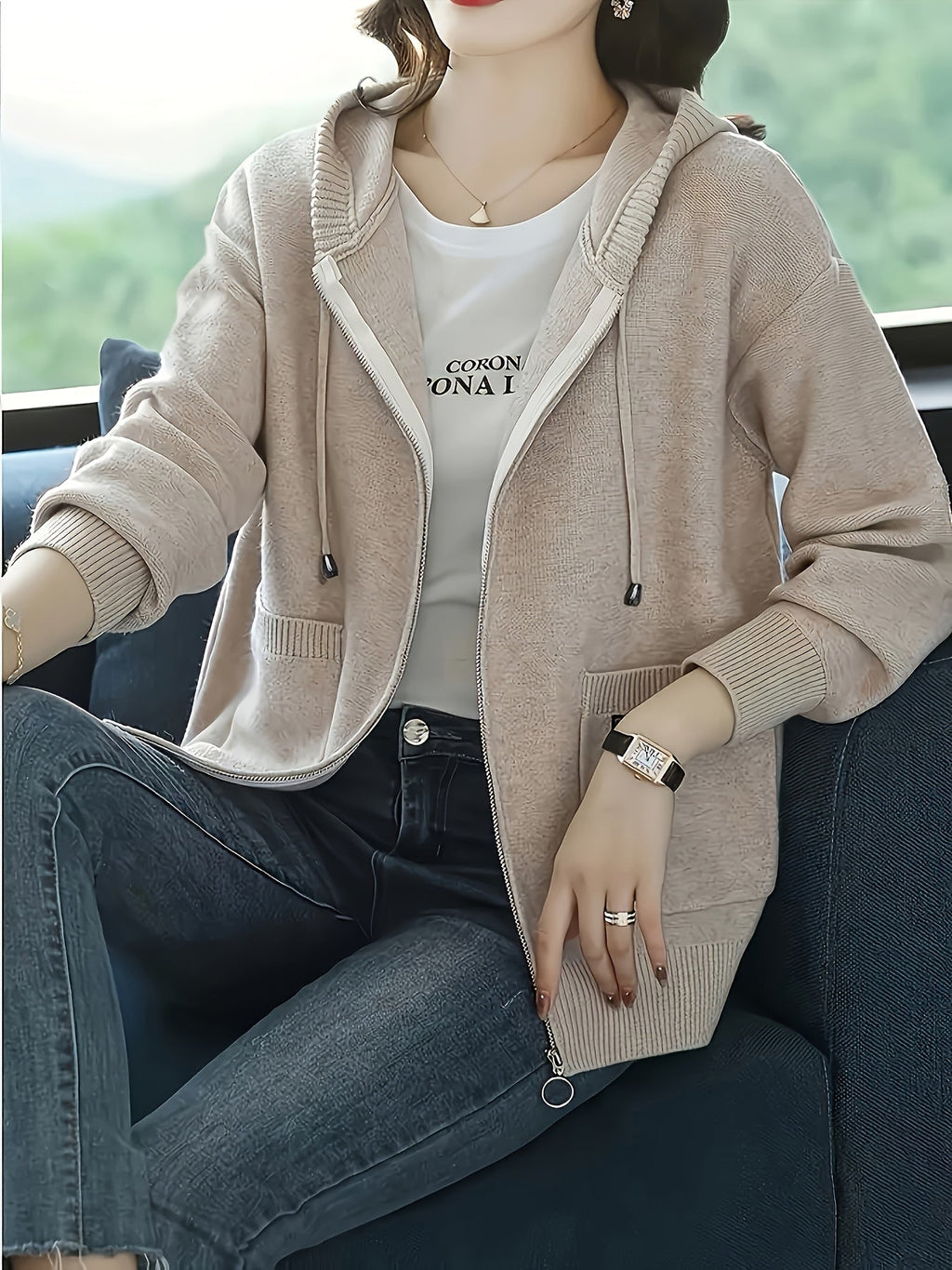 Women's Zip Up Hooded Cardigan