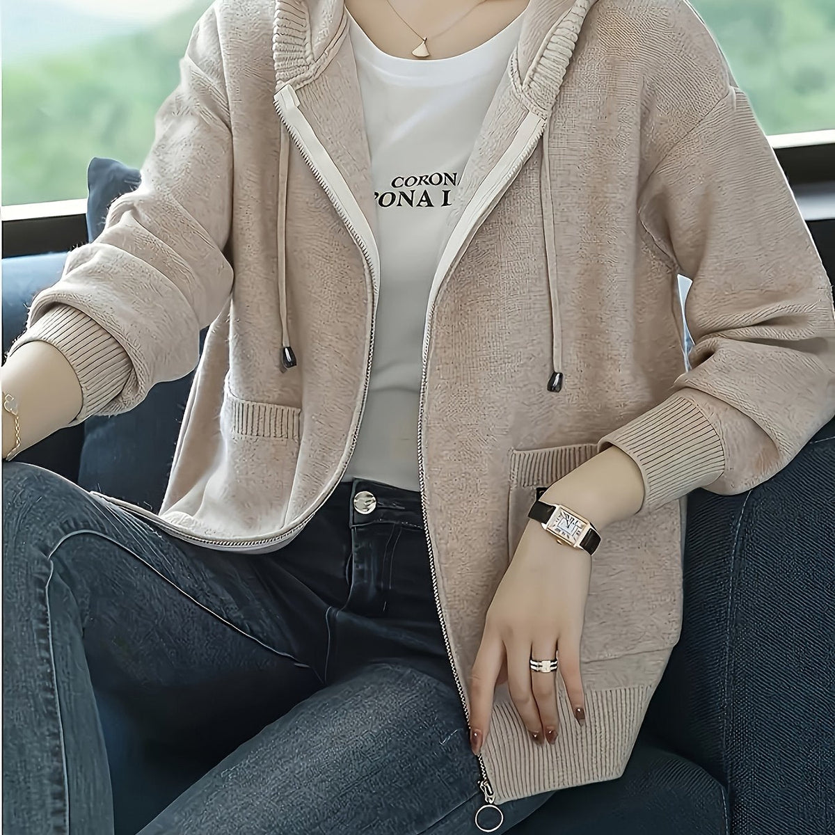 Women's Zip Up Hooded Cardigan