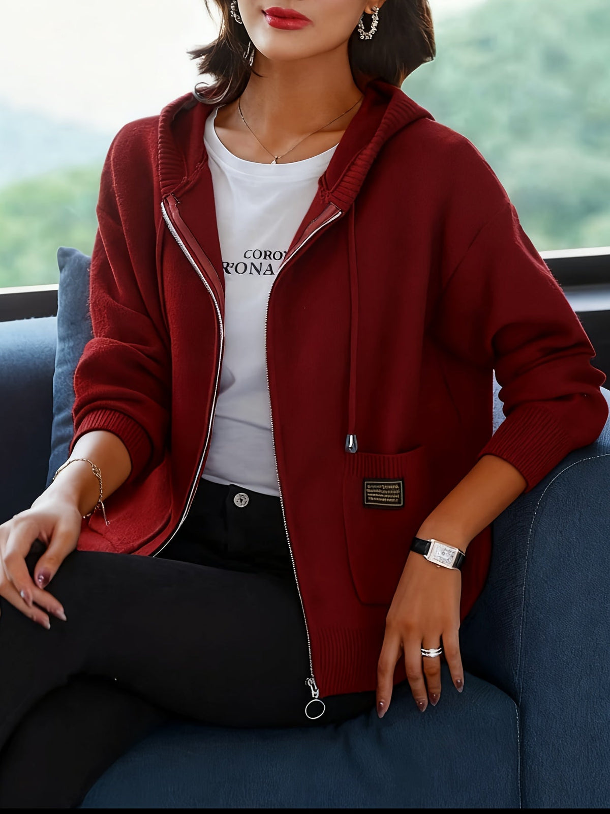 Women's Zip Up Hooded Cardigan