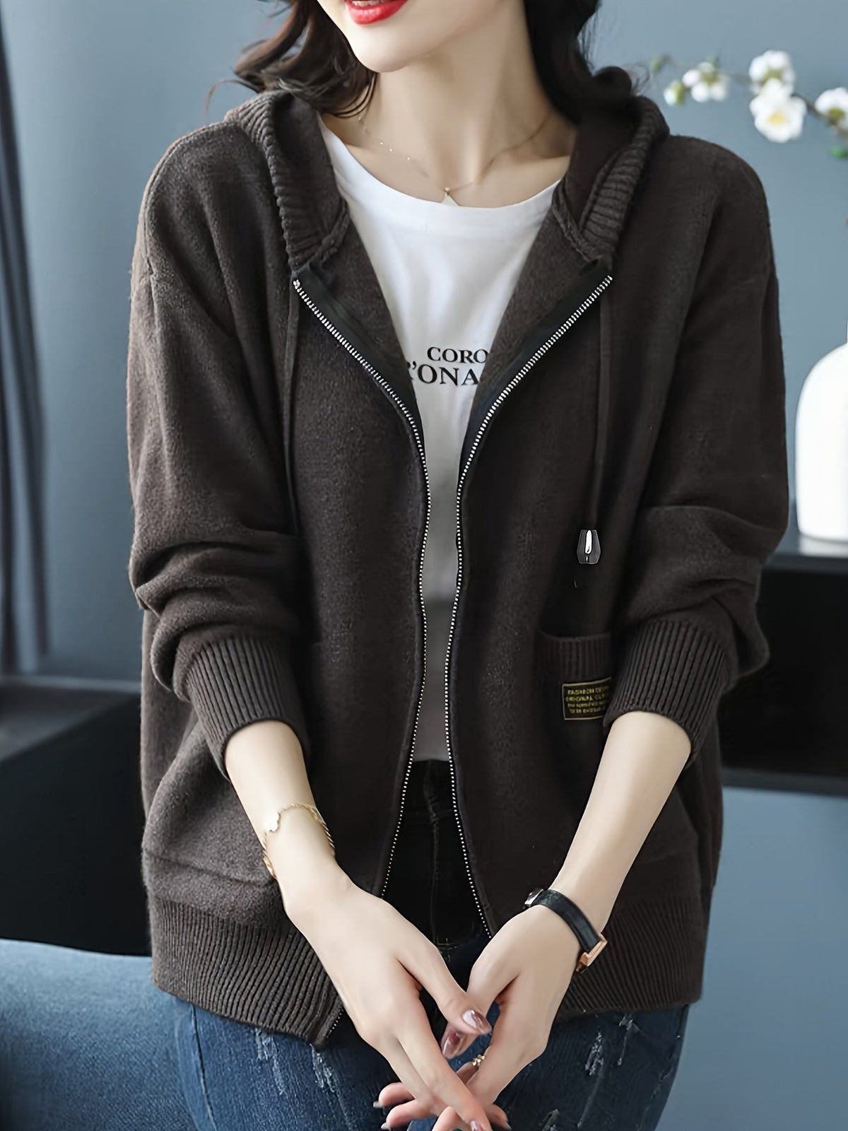 Women's Zip Up Hooded Cardigan