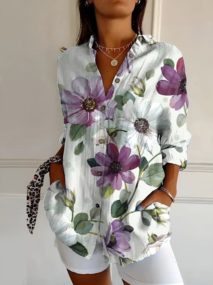 Women's Abstract Print Split Neck Blouse