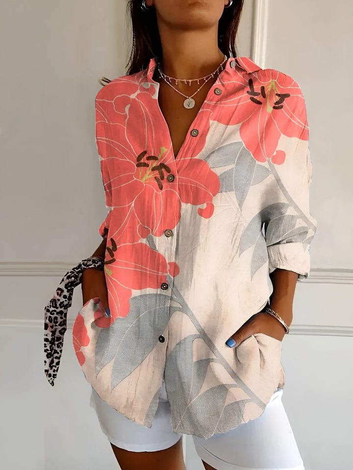 Women's Abstract Print Split Neck Blouse