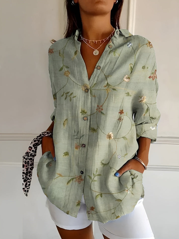 Women's Abstract Print Split Neck Blouse