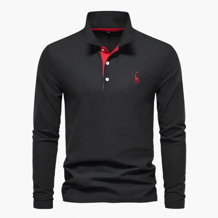 Men's Long Sleeve Cotton Polo Shirt