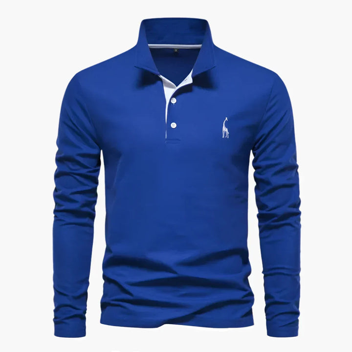 Men's Long Sleeve Cotton Polo Shirt