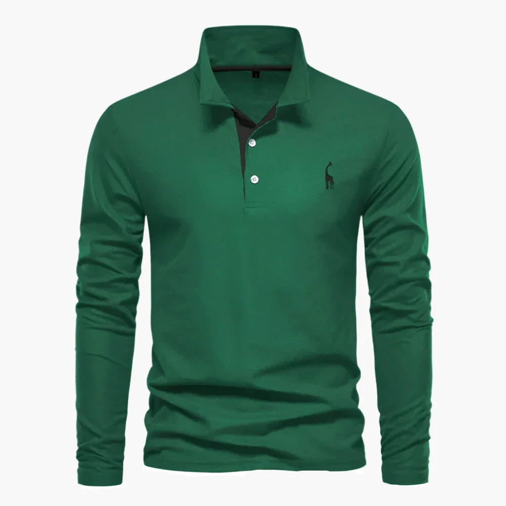 Men's Long Sleeve Cotton Polo Shirt