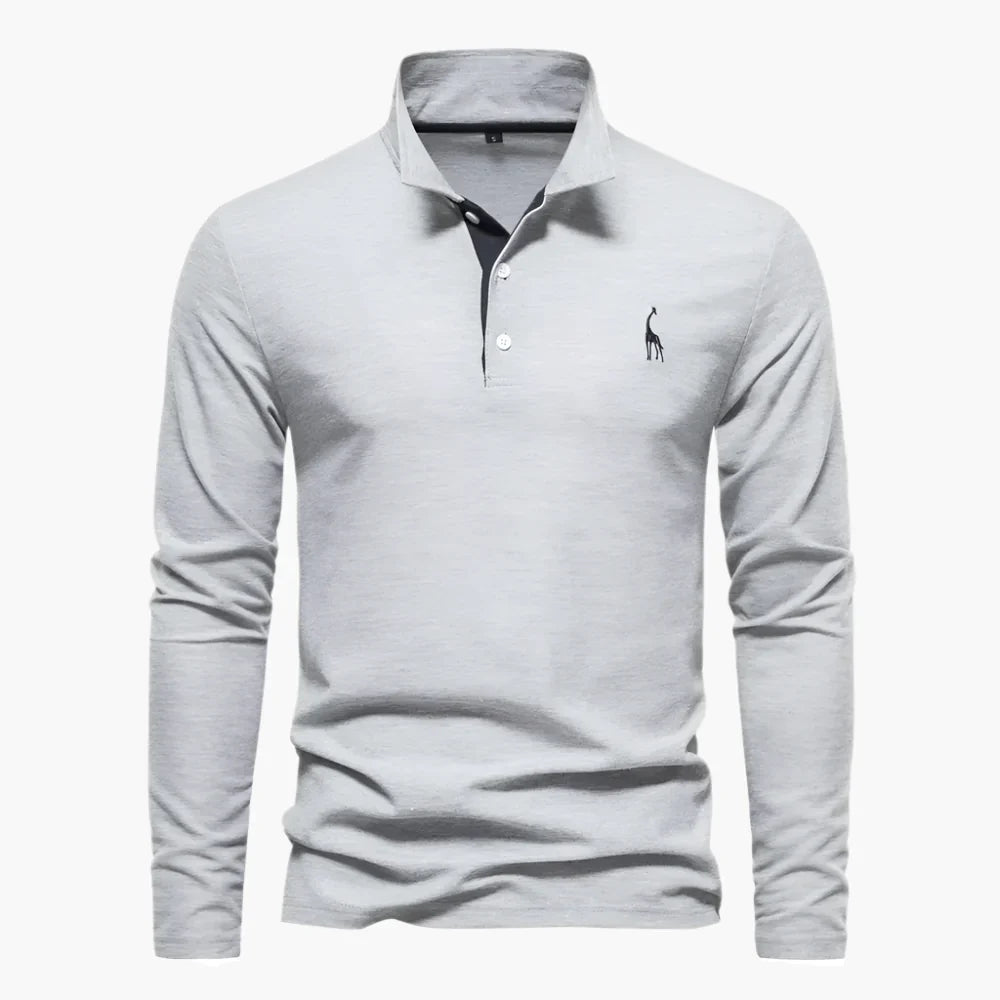 Men's Long Sleeve Cotton Polo Shirt
