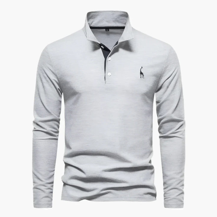 Men's Long Sleeve Cotton Polo Shirt