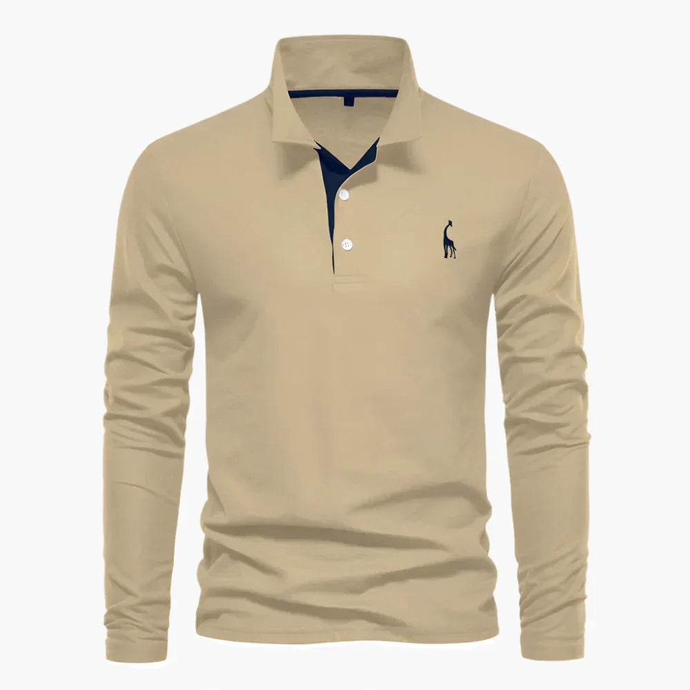 Men's Long Sleeve Cotton Polo Shirt