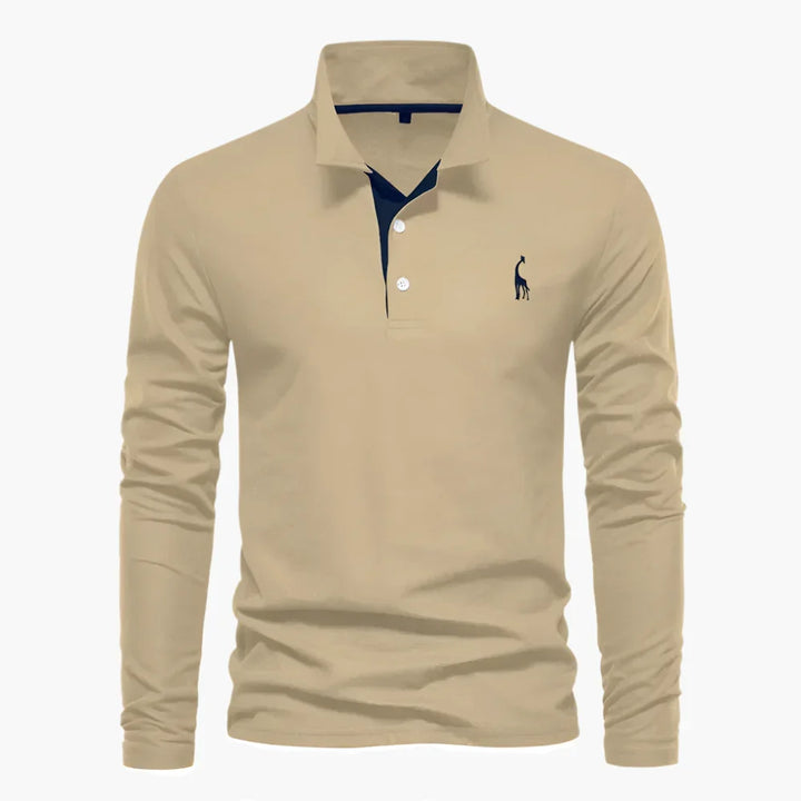 Men's Long Sleeve Cotton Polo Shirt