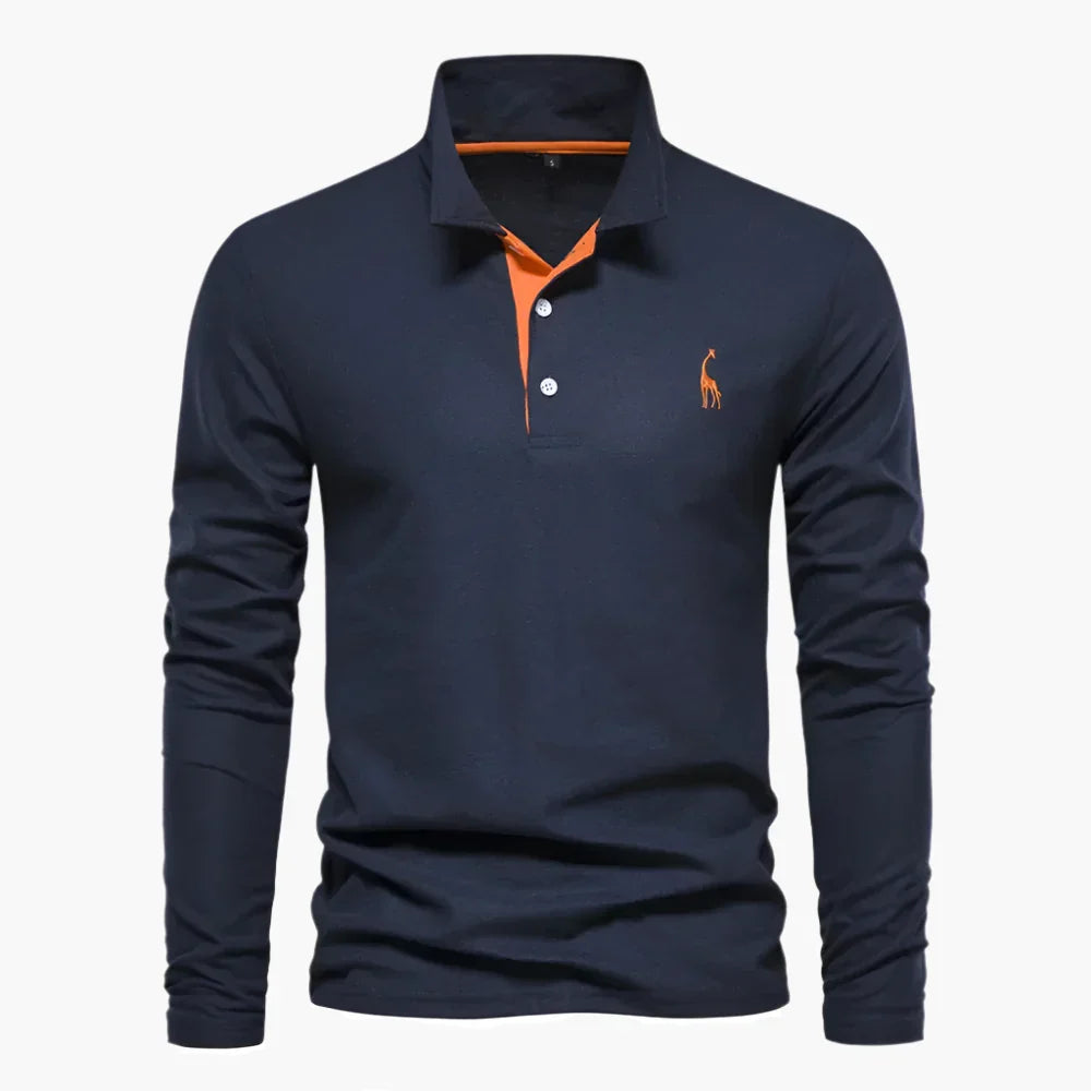 Men's Long Sleeve Cotton Polo Shirt
