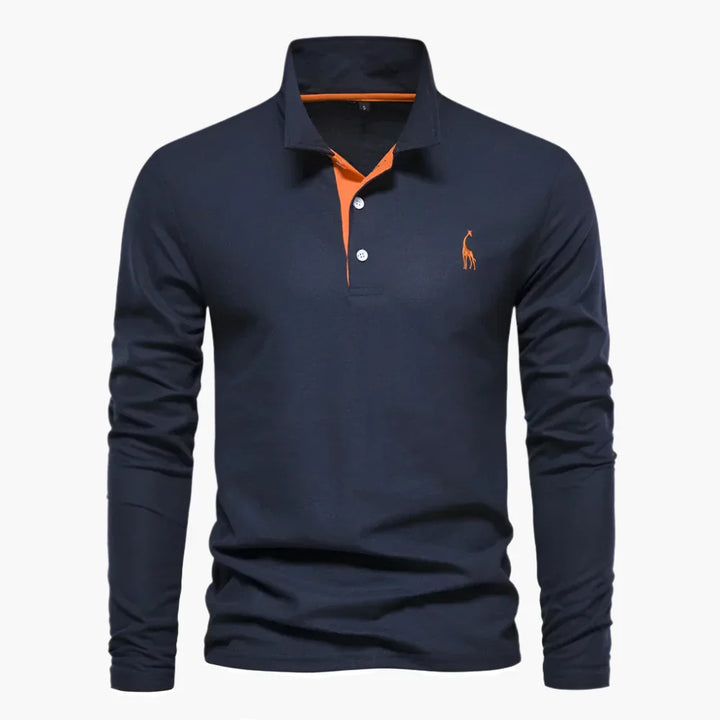 Men's Long Sleeve Cotton Polo Shirt