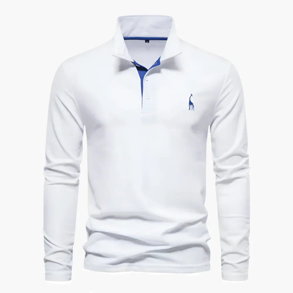 Men's Long Sleeve Cotton Polo Shirt