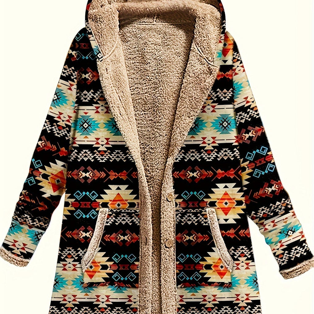 Cappotto invernale da donna con cappuccio e fodera in pile