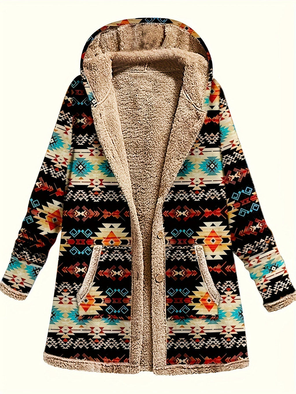 Cappotto invernale da donna con cappuccio e fodera in pile