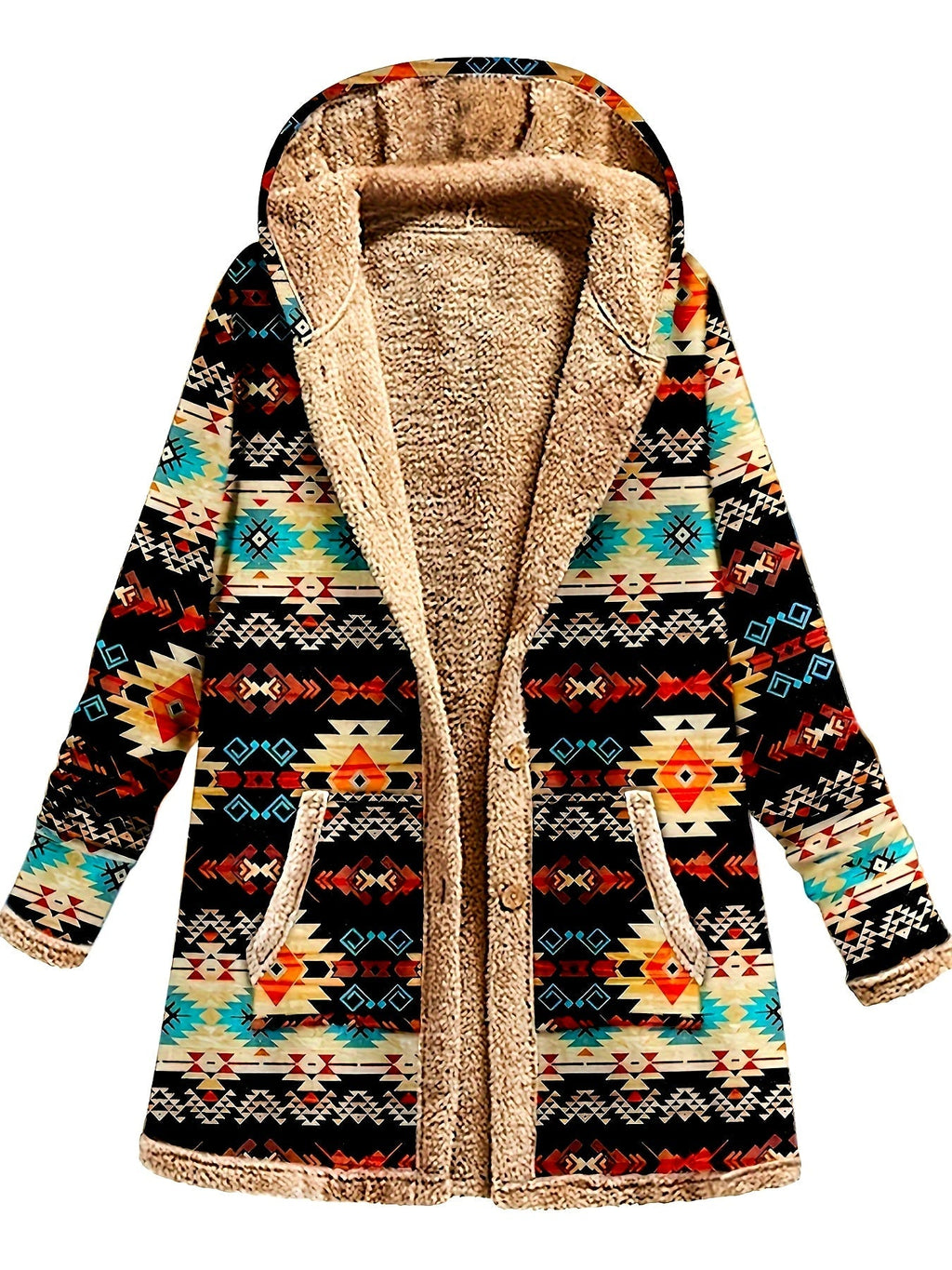 Cappotto invernale da donna con cappuccio e fodera in pile