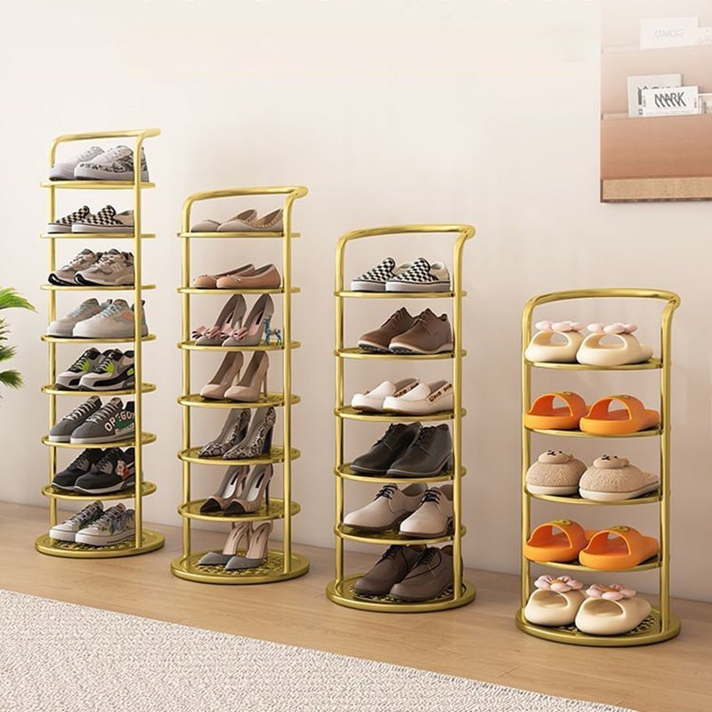 Vertical Shoe Rack with Metal Frame and Round Shelves for Freestanding Tiered Storage - Image 10