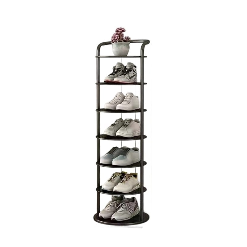 Vertical Shoe Rack with Metal Frame and Round Shelves for Freestanding Tiered Storage - Image 16