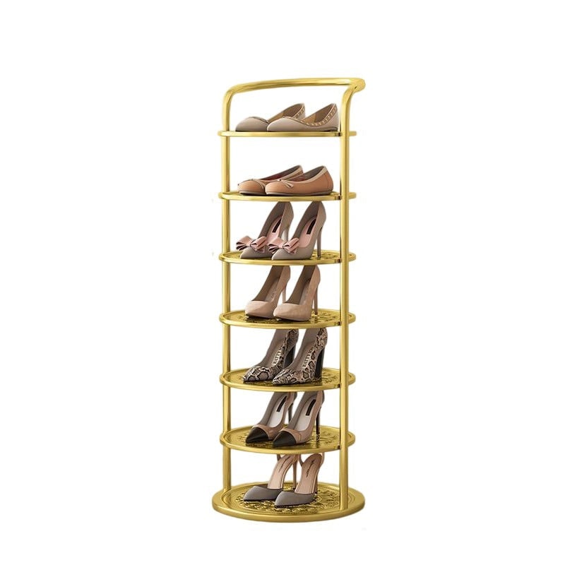 Vertical Shoe Rack with Metal Frame and Round Shelves for Freestanding Tiered Storage - Image 18