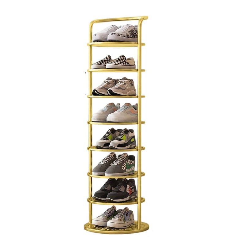 Vertical Shoe Rack with Metal Frame and Round Shelves for Freestanding Tiered Storage - Image 21