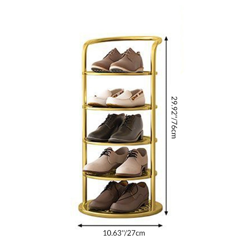 Vertical Shoe Rack with Metal Frame and Round Shelves for Freestanding Tiered Storage - Image 4