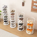 Vertical Shoe Rack with Metal Frame and Round Shelves for Freestanding Tiered Storage - Image 8