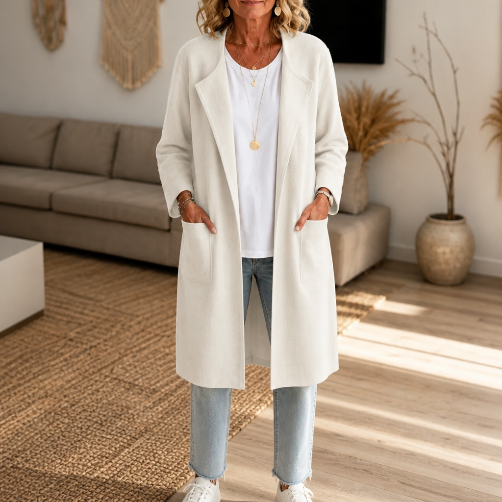 Women's Longline Open Front Winter Coat