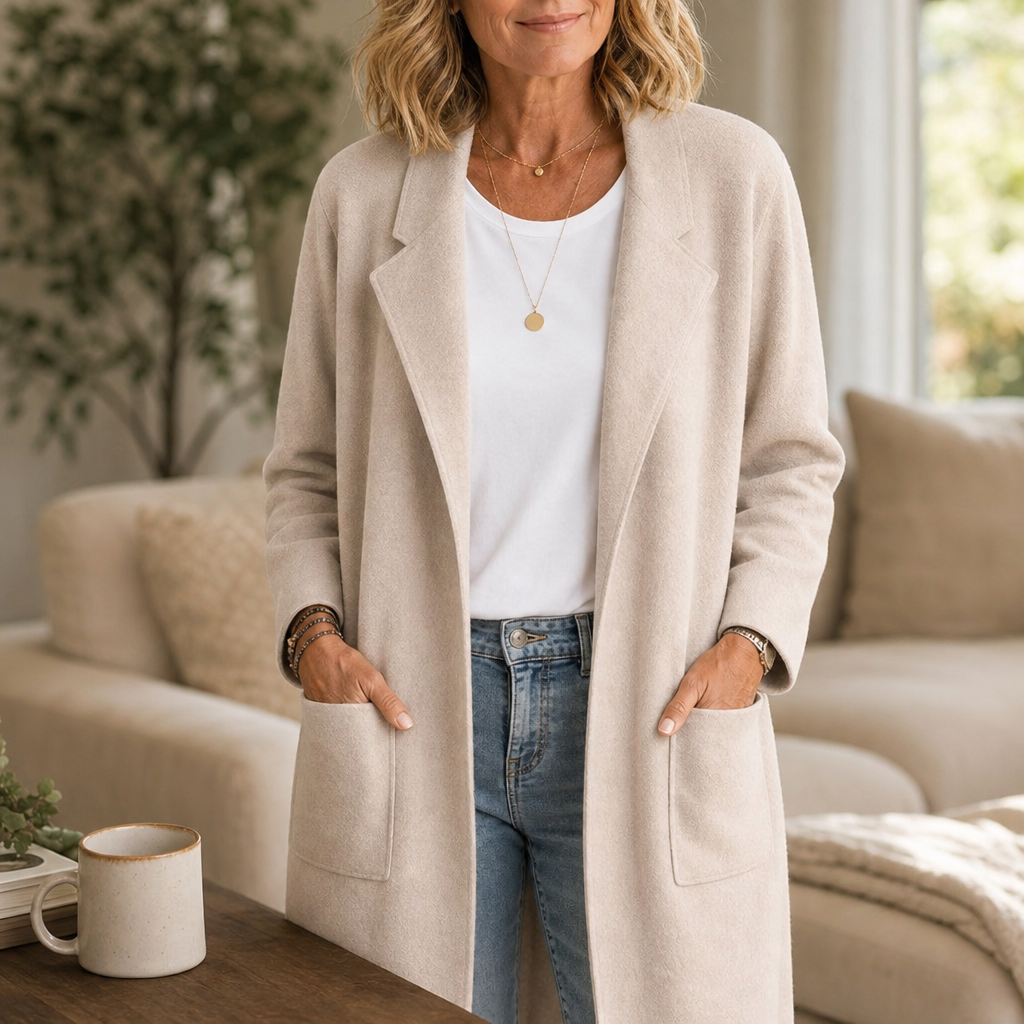 Women's Longline Open Front Winter Coat