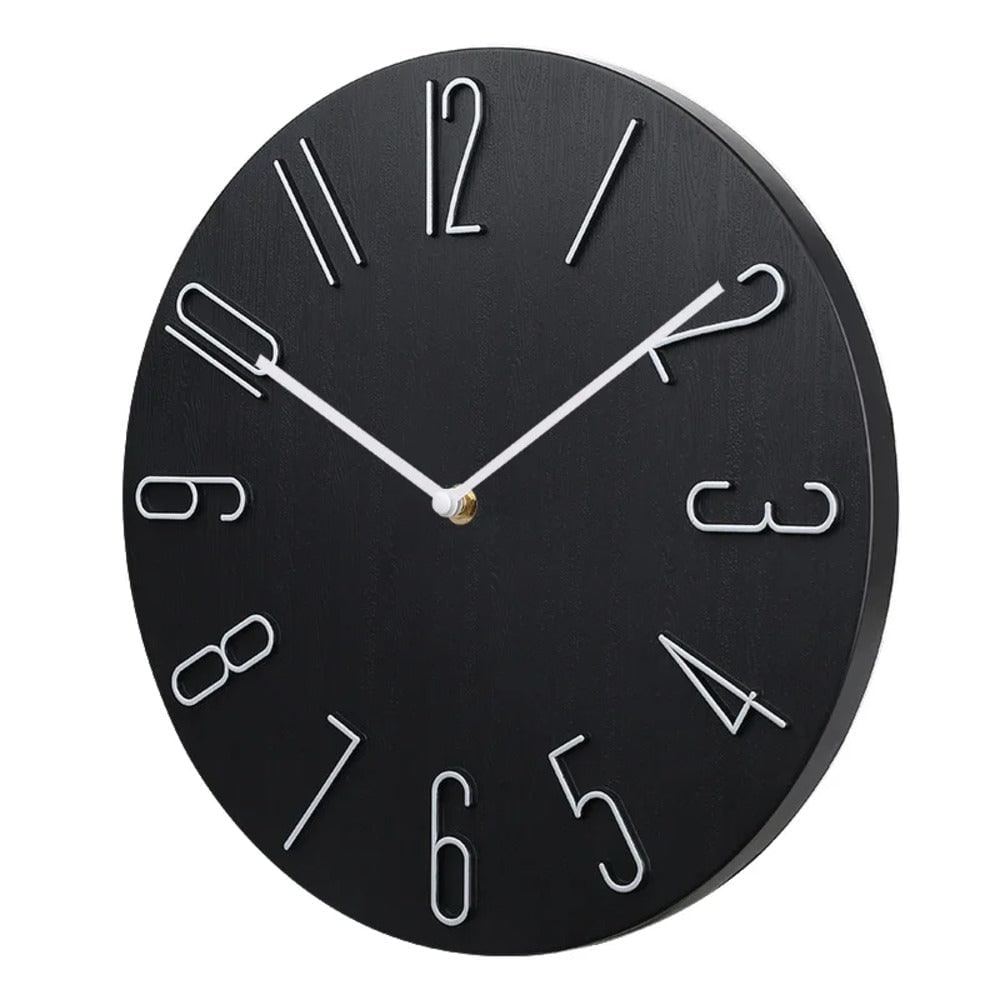 Wall Clock with Raised Wire Numbers and Wood Grain Dial Silent Modern Design - Image 2