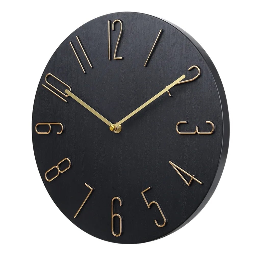 Wall Clock with Raised Wire Numbers and Wood Grain Dial Silent Modern Design - Image 3