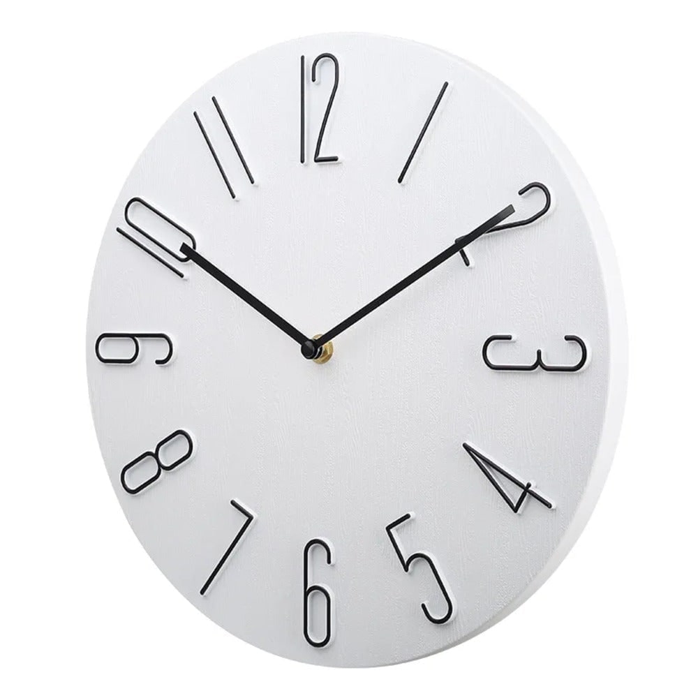 Wall Clock with Raised Wire Numbers and Wood Grain Dial Silent Modern Design - Image 4