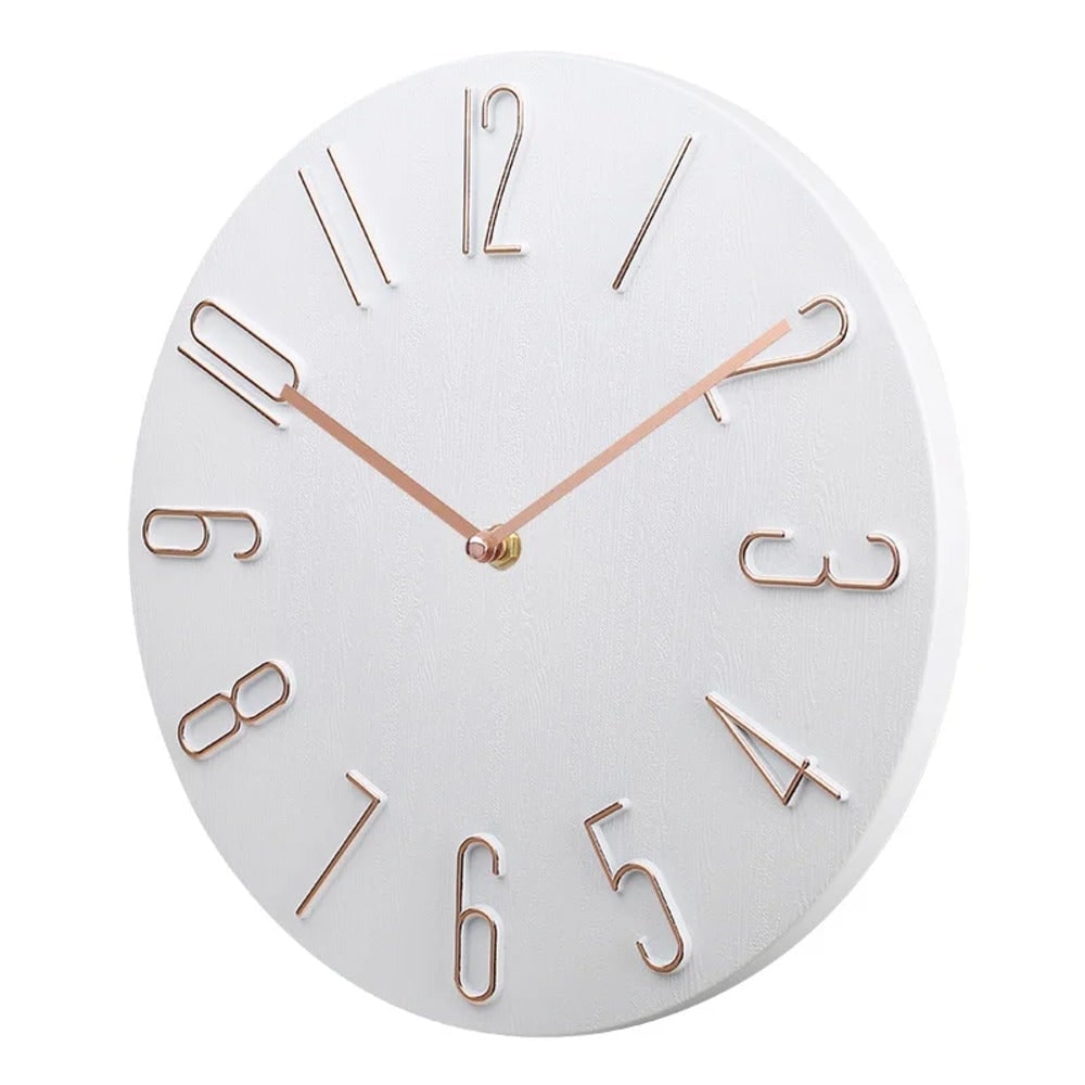 Wall Clock with Raised Wire Numbers and Wood Grain Dial Silent Modern Design - Image 5