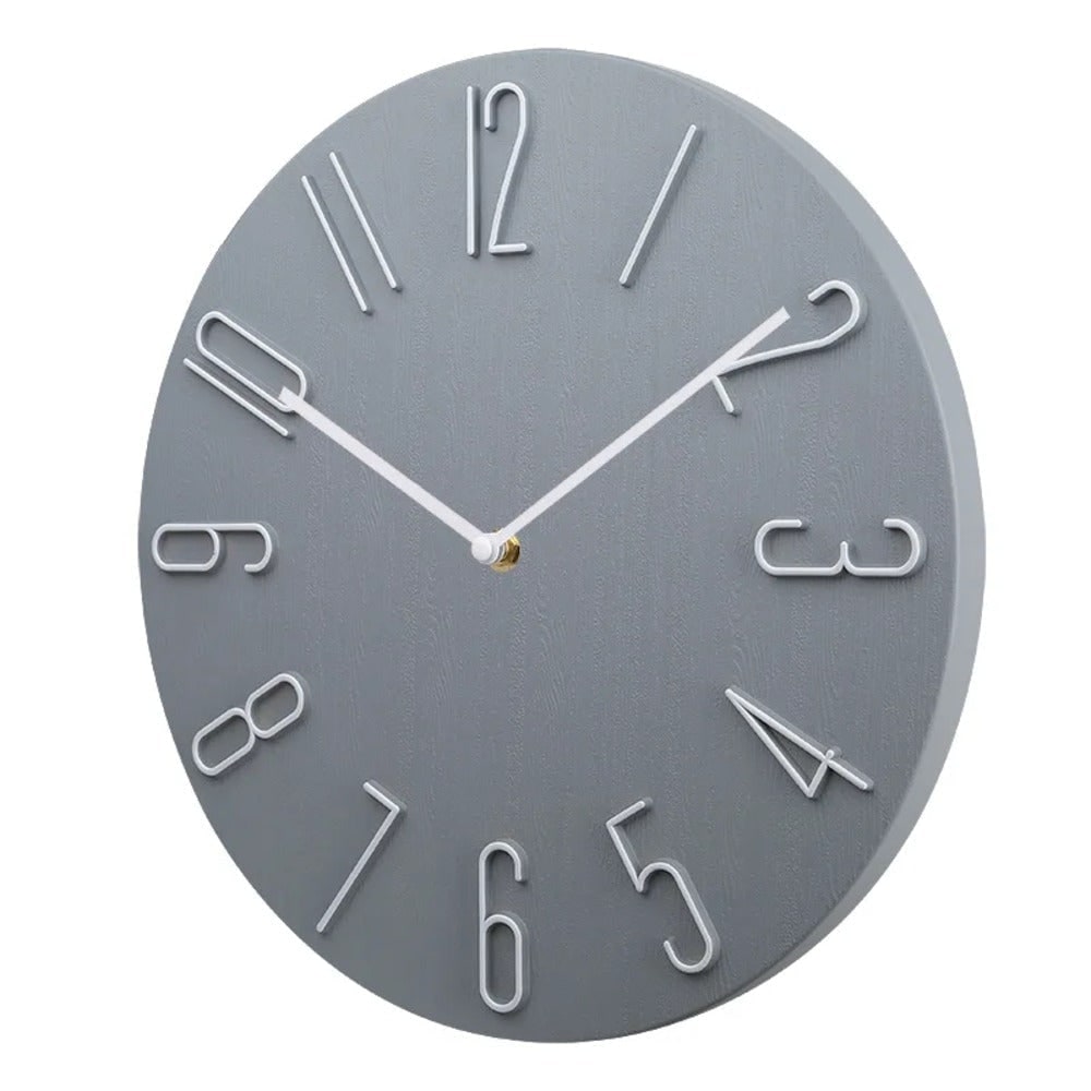 Wall Clock with Raised Wire Numbers and Wood Grain Dial Silent Modern Design - Image 6